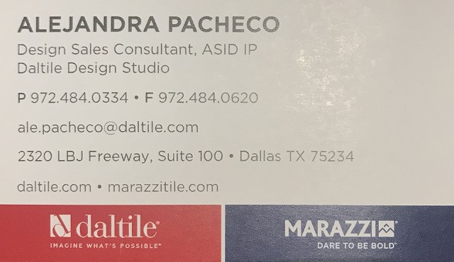 2022-08-25 Daltile Alejandra Pacheco Business Card