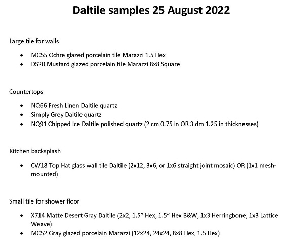 Daltile Samples 25 Aug 2022